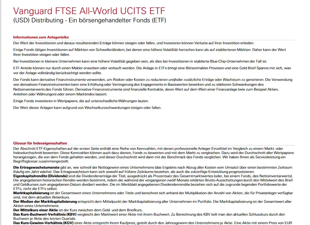 Factsheet: Risiken des ETFs